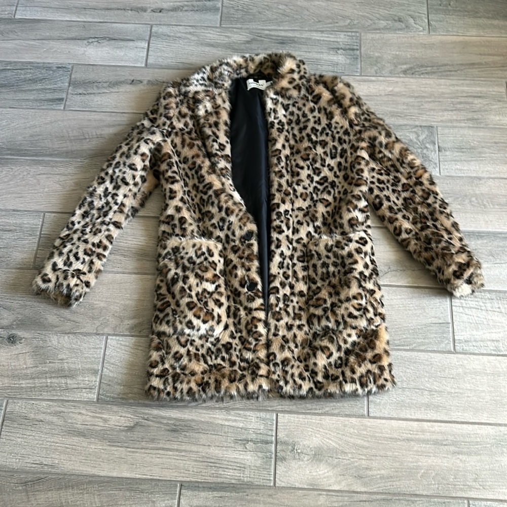 Topman leopard faux fur jacket